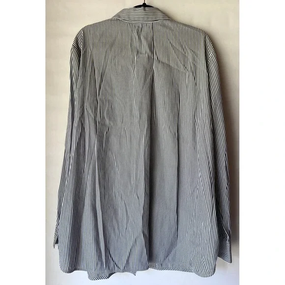 Lafayette 148 New York Womens Navy White Striped Button Down Shirt Size M - Picture 4 of 11